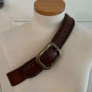 Men’s Lucky brass and leather belt, size 32